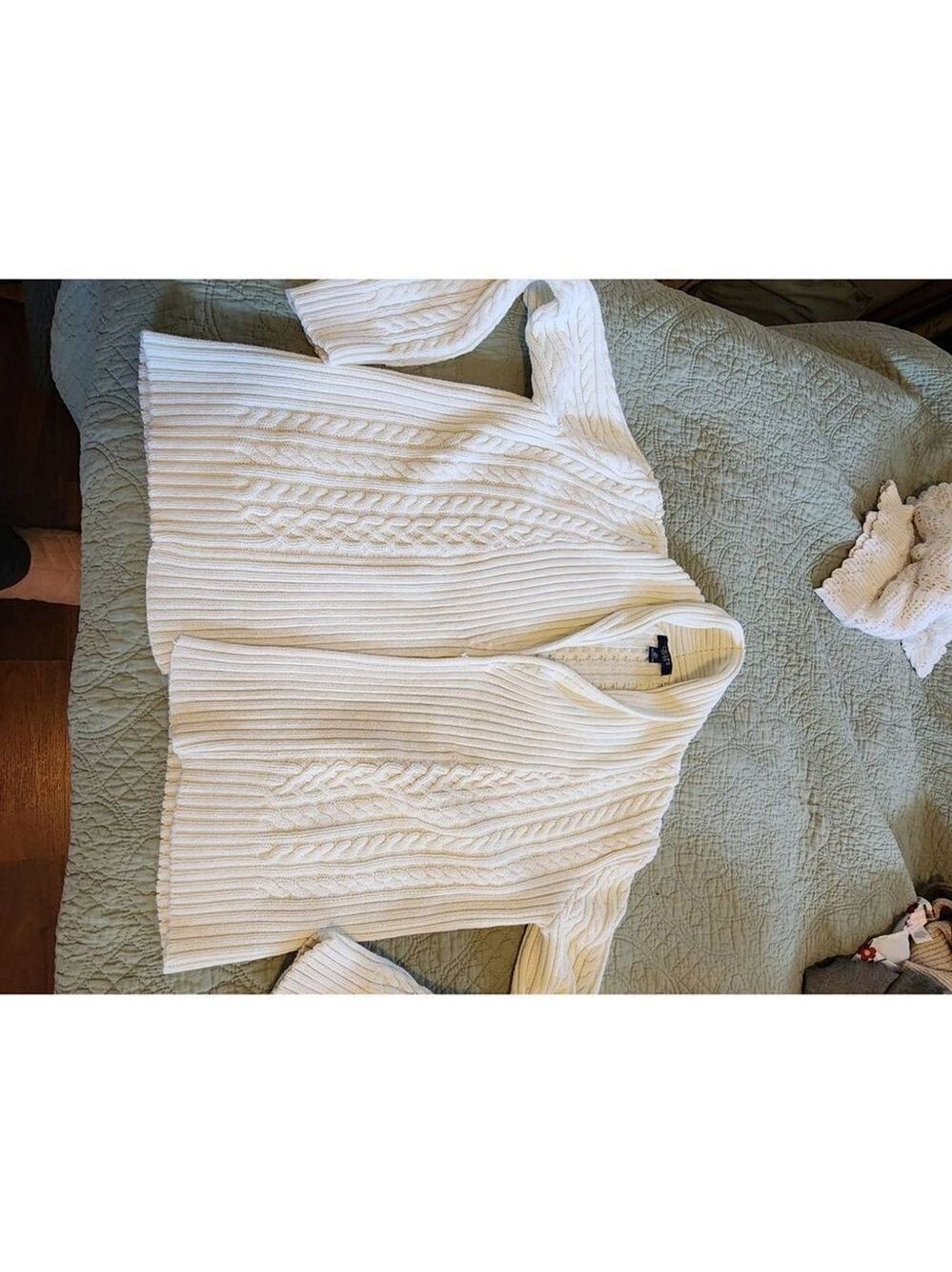 Chaps White Ribbed Sweater Large - Picture 6 of 8